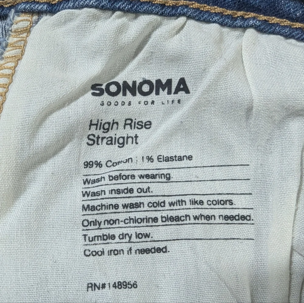 Sonoma High Rise Straight Stretch Blue Jeans Size 14